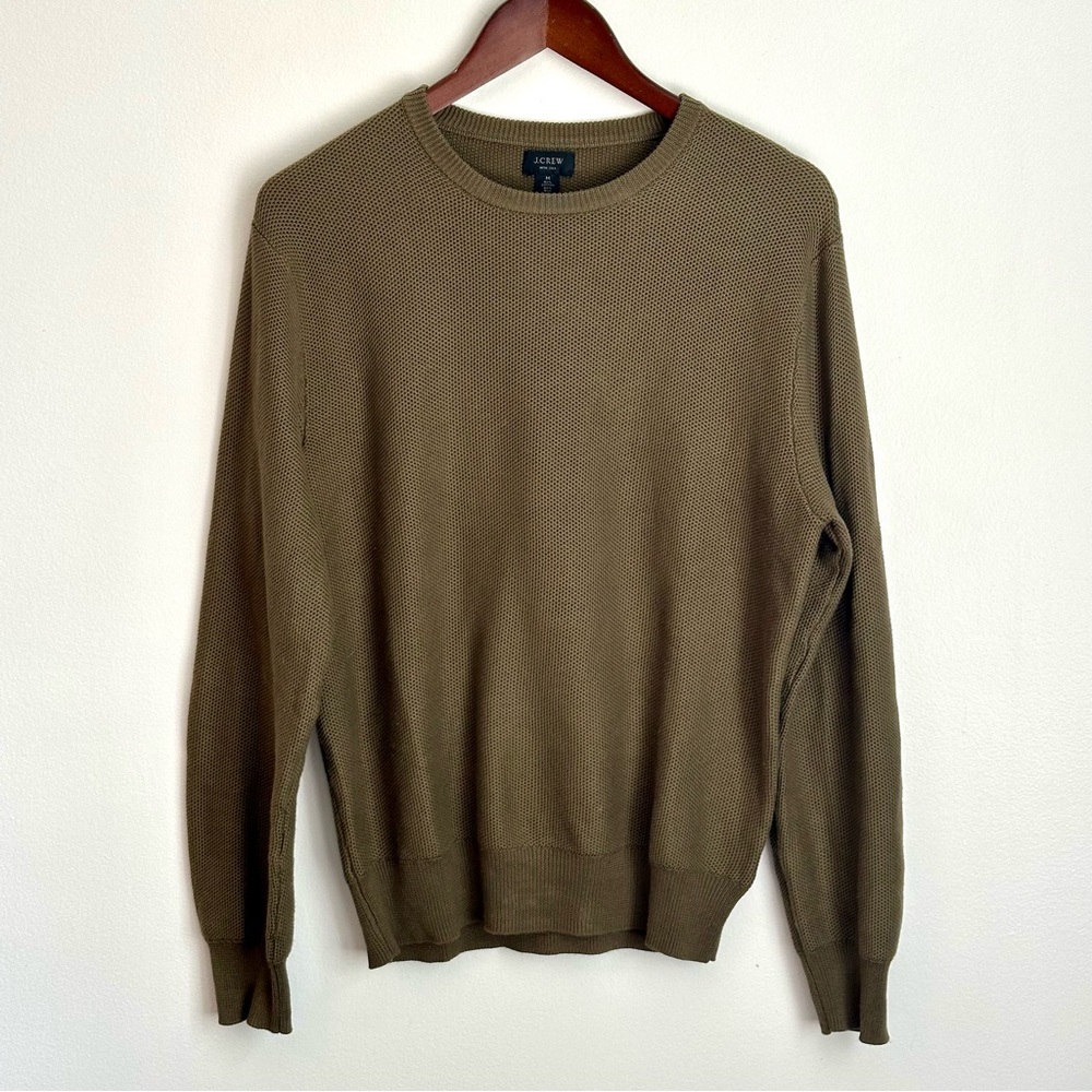 J. Crew Cotton-Blend Piqué Sweater - Medium - Frosty Olive